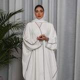Women's White Patchwork Plus Size Women's Abaya Robe