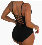 Summer Bikini Backless String Large Size Sexy Solid Color Triangle One-piece Swimsuit Womens Clothing