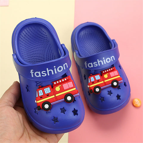 Cartoon Fire Truck Children's Slippers Breathable Non-Slip Sandals And Slippers