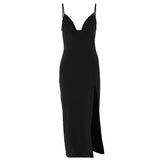 Women's Graceful And Fashionable Pleated V-neck Sling Dress
