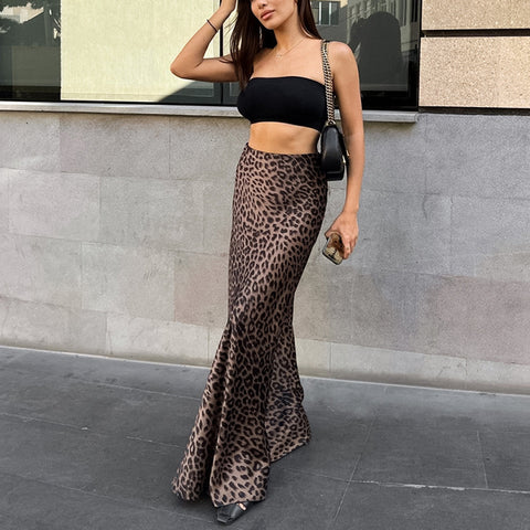 Leopard Print Dress Fashion Mermaid Skirt Womens Clothing