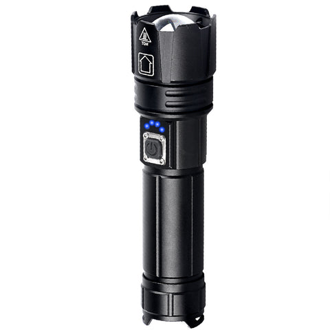 Telescopic Zoom Input And Output USB Rechargeable Outdoor Strong Light Flashlight