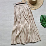 Glossy Silky Pearl Glossy Satin Pleated Skirt